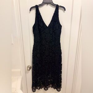 Ralph Lauren Elegant Black Lace Midi Dress